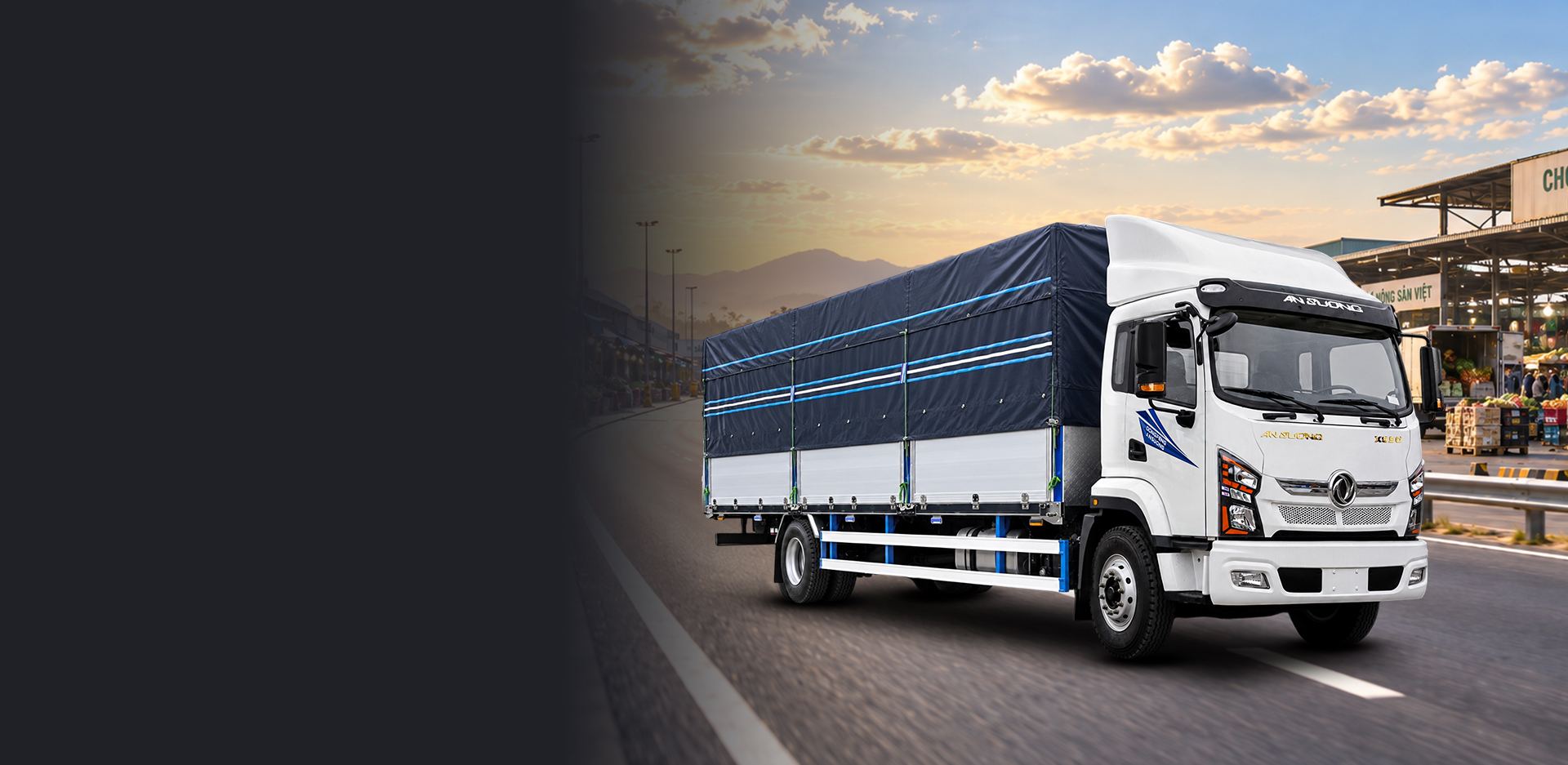 Xe tải Dongfeng X1 X950 Pro mui bạt chạy trên đường